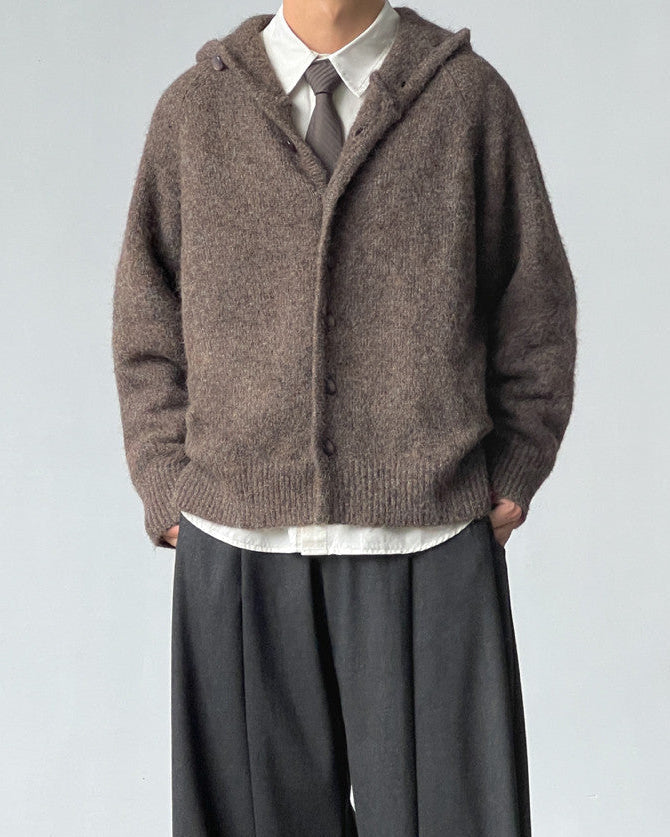 Wool Blend Stand Collar Cardigan