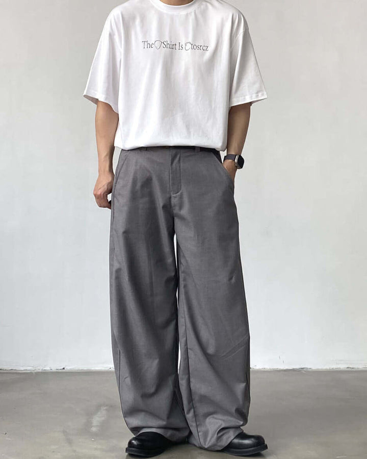 Men's Wide-Leg Casual Tailored Trousers