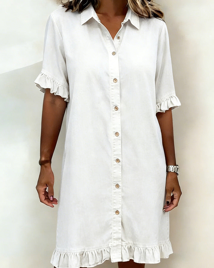 Robe en jean confortable avec fronces flatteuses