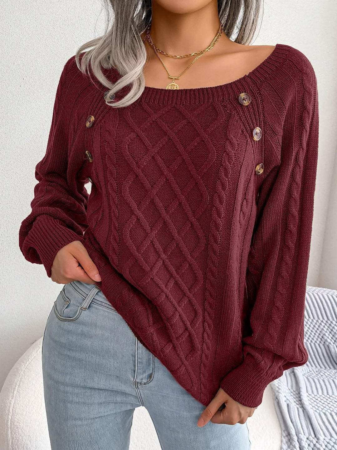 Pull en Maille Torsadée Diamant Bellamy