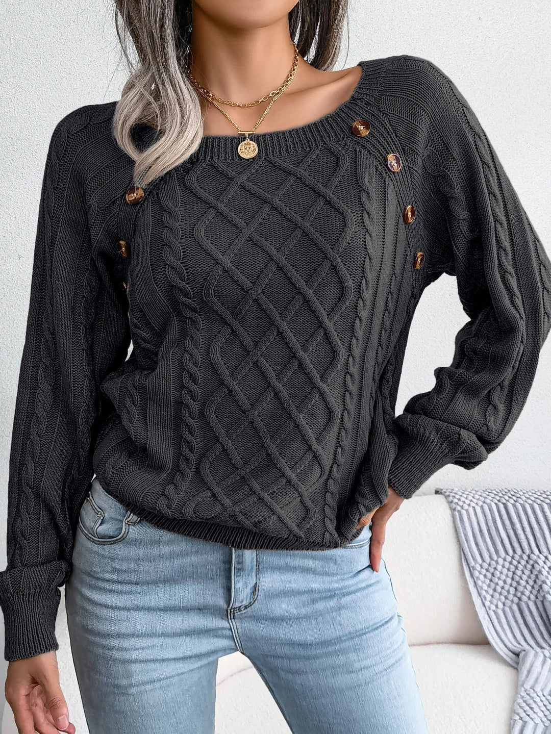 Pull en Maille Torsadée Diamant Bellamy