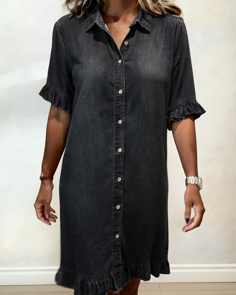 Robe en jean confortable avec fronces flatteuses
