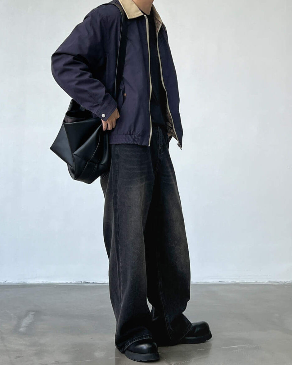 Men's Wide Straight Mid-Rise Denim Jeans