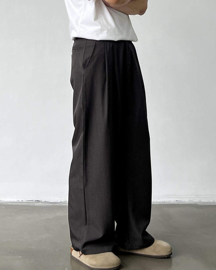 Men's Wide-Leg Double Pleated Trousers