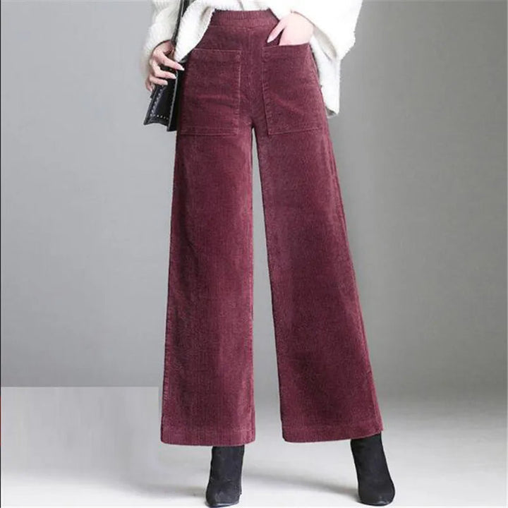 Pantalon taille haute en velours côtelé Couture