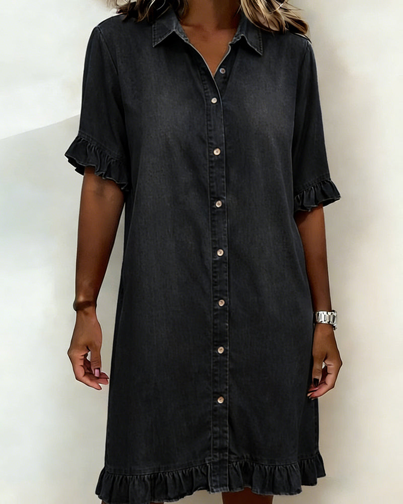 Robe en jean confortable avec fronces flatteuses