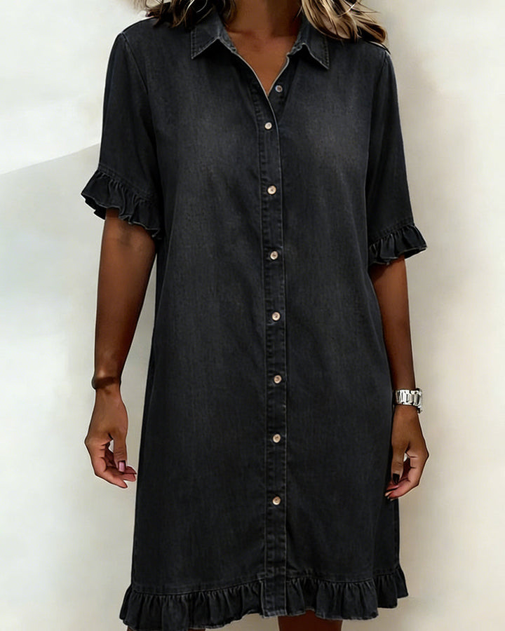 Robe en jean confortable avec fronces flatteuses