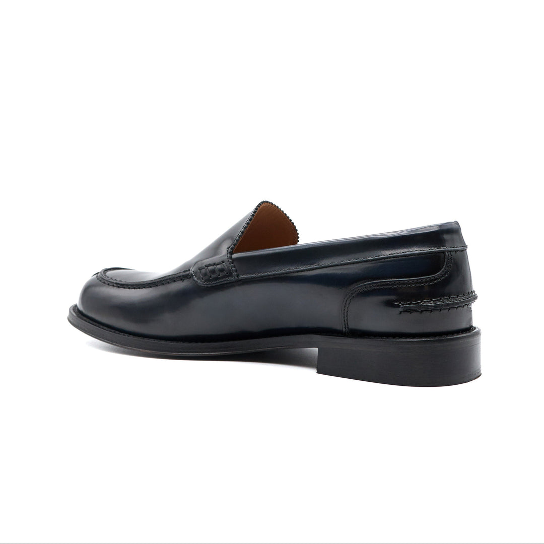 Elegante Mocassino Uomo College in Pelle Blu Spazzolata con Suola Antiscivolo 2