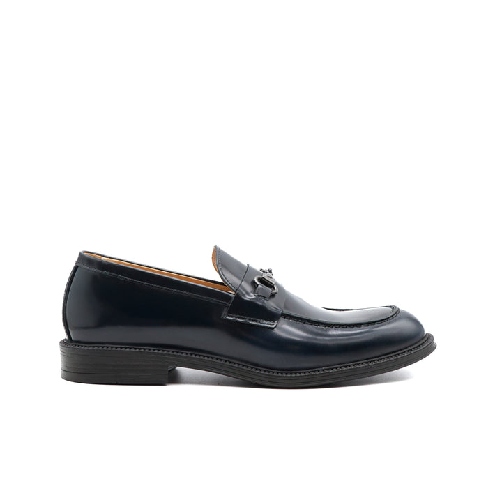 Elegante Mocassino Uomo in Pelle Blu con Morsetto per Occasioni Formali 0