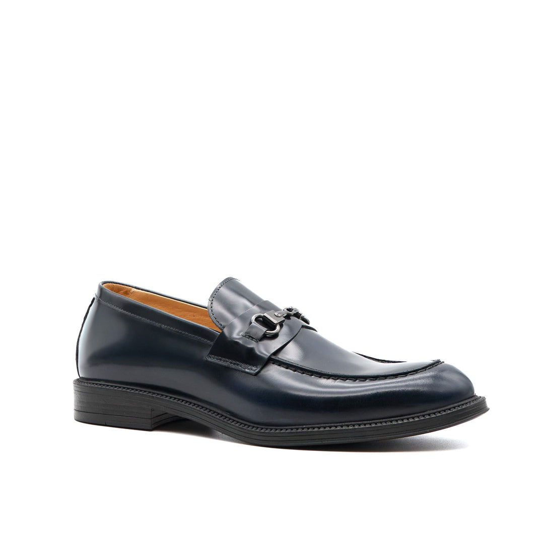 Elegante Mocassino Uomo in Pelle Blu con Morsetto per Occasioni Formali 1