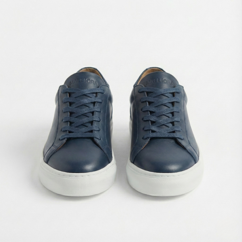 Sneaker en cuir pleine fleur Malliora - Bleu foncé