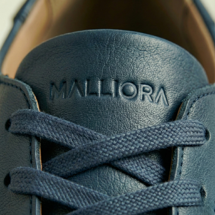 Sneaker en cuir pleine fleur Malliora - Bleu foncé