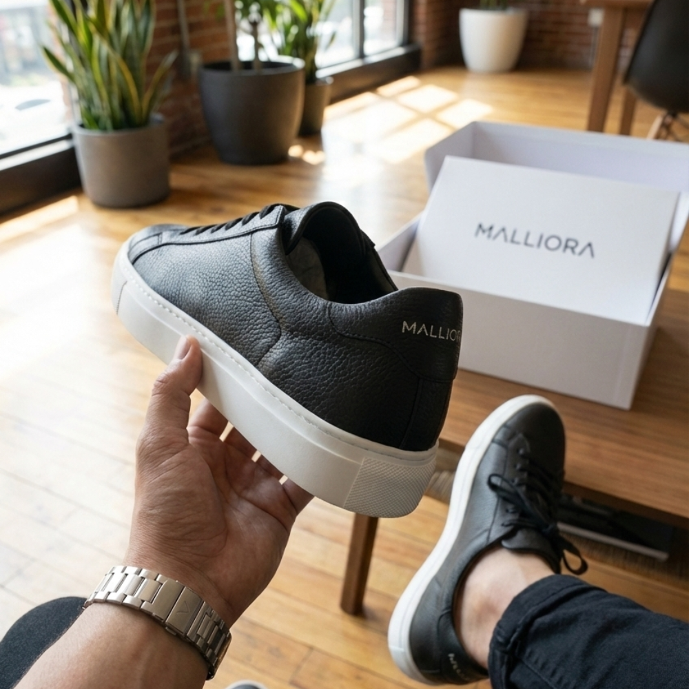 Sneaker Malliora en Cuir Pleine Fleur - Noir