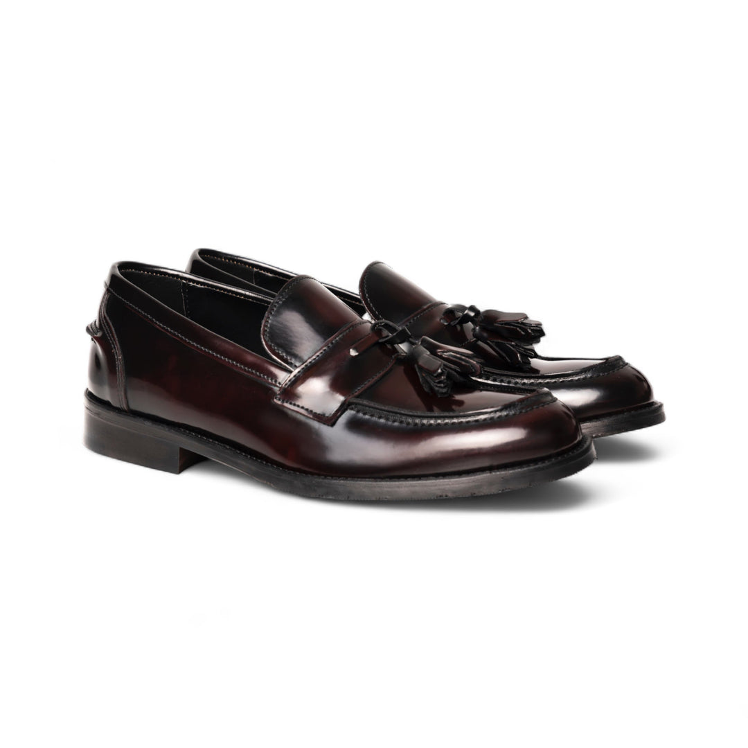Mocassino Uomo Bordeaux in Pelle Abrasivata con Suola in Cuoio Elegante 1