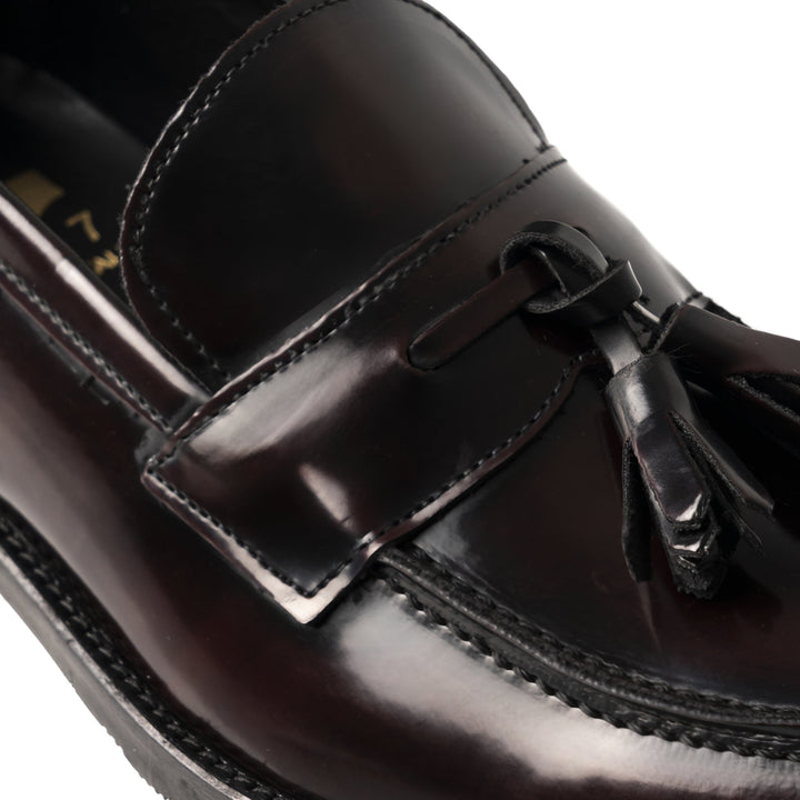 Mocassino Uomo Bordeaux in Pelle Abrasivata con Suola in Cuoio Elegante 2