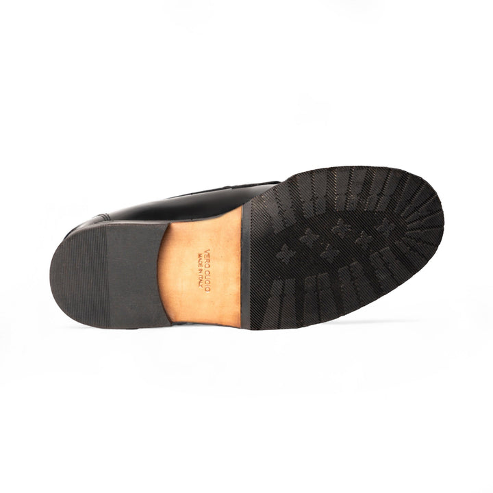 Mocassino Uomo Bordeaux in Pelle Abrasivata con Suola in Cuoio Elegante 3