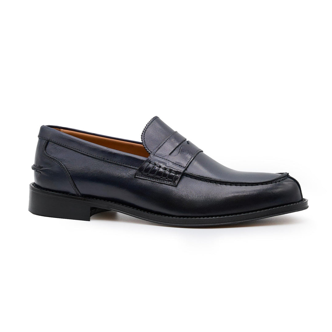 Mocassino da Uomo Elegante in Pelle di Vitello Blu, Modello College 1