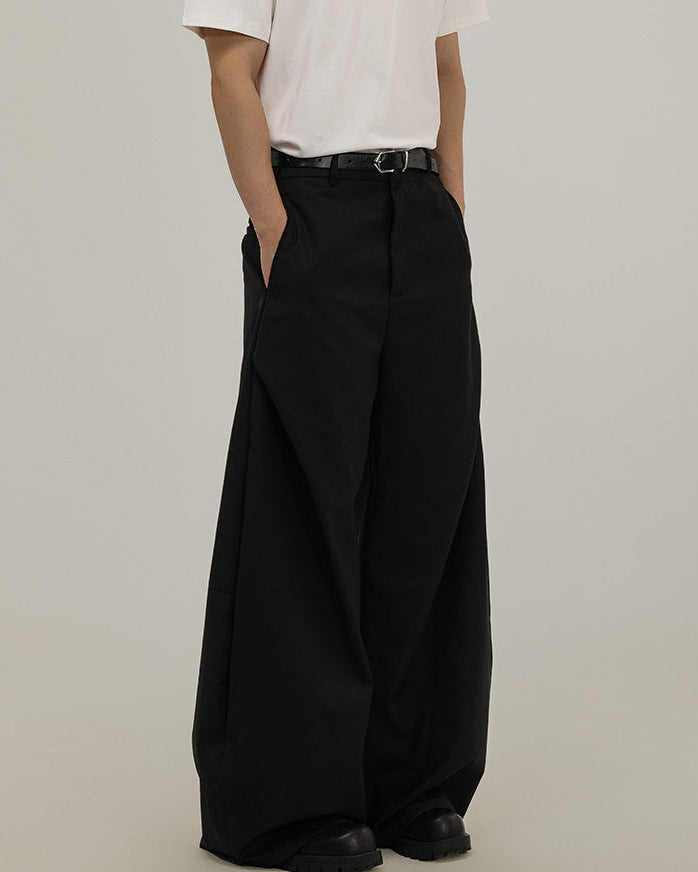 Men's Wide-Leg Draped Tailored Trousers