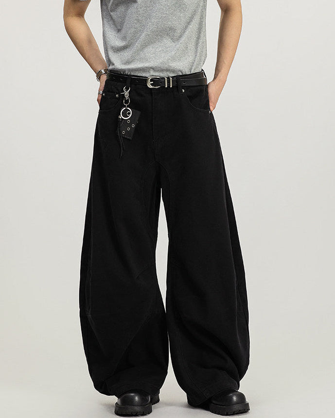 Wide-Legged Cotton Cargo Trousers