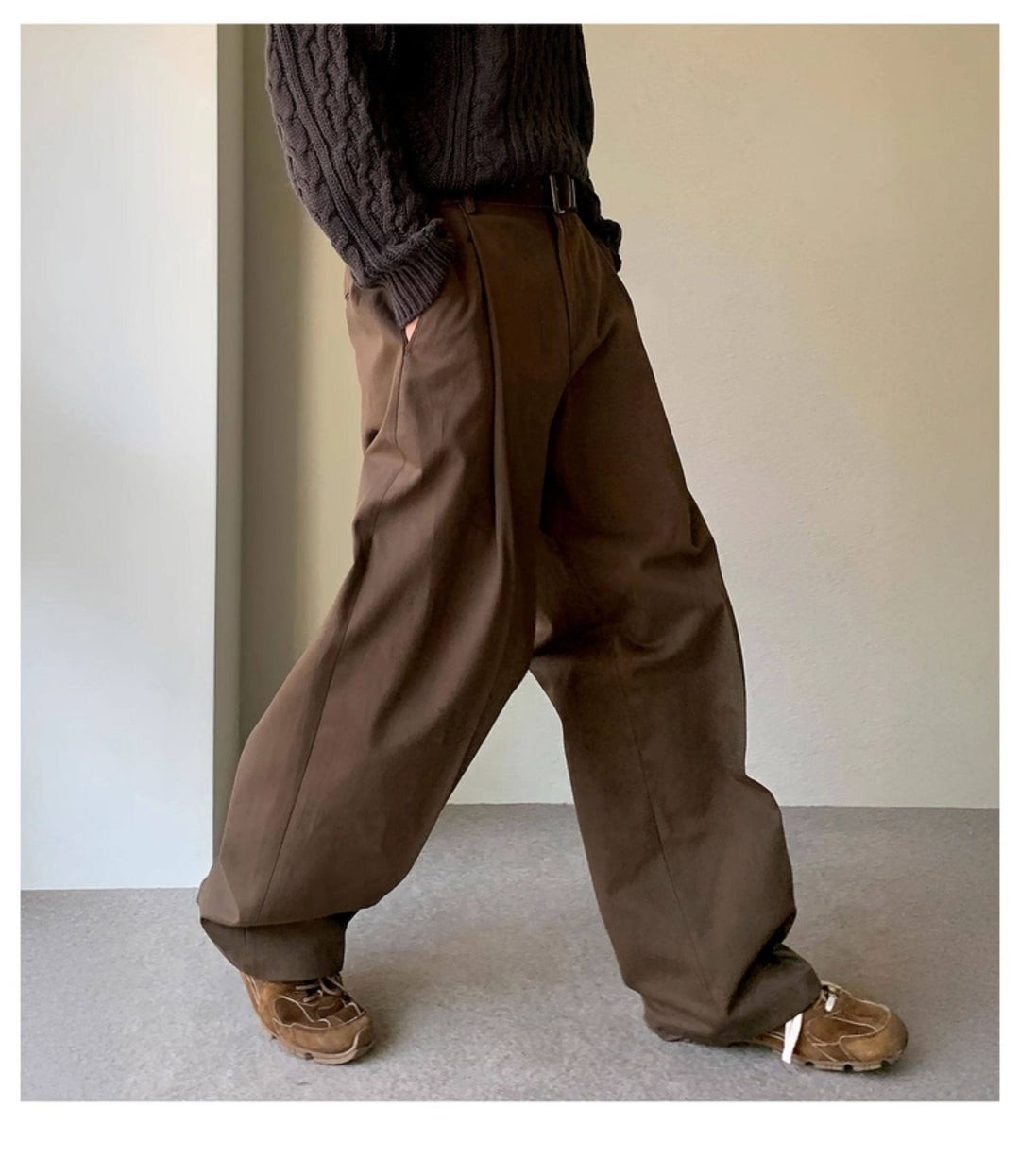 Men's Wide-Leg High-Rise Pleated Trousers