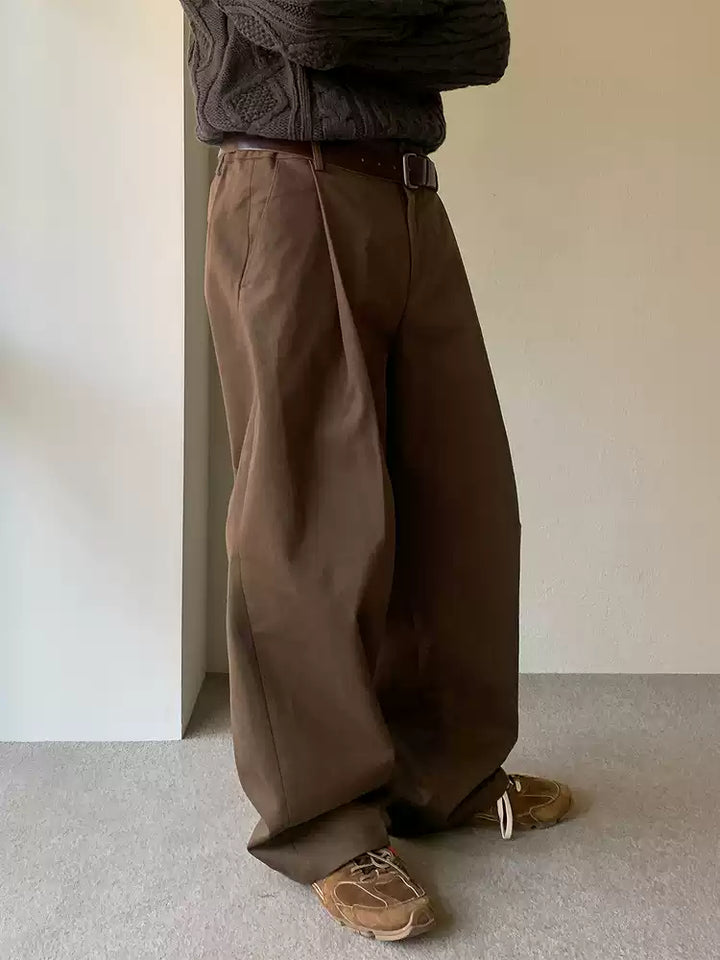 Men's Wide-Leg High-Rise Pleated Trousers