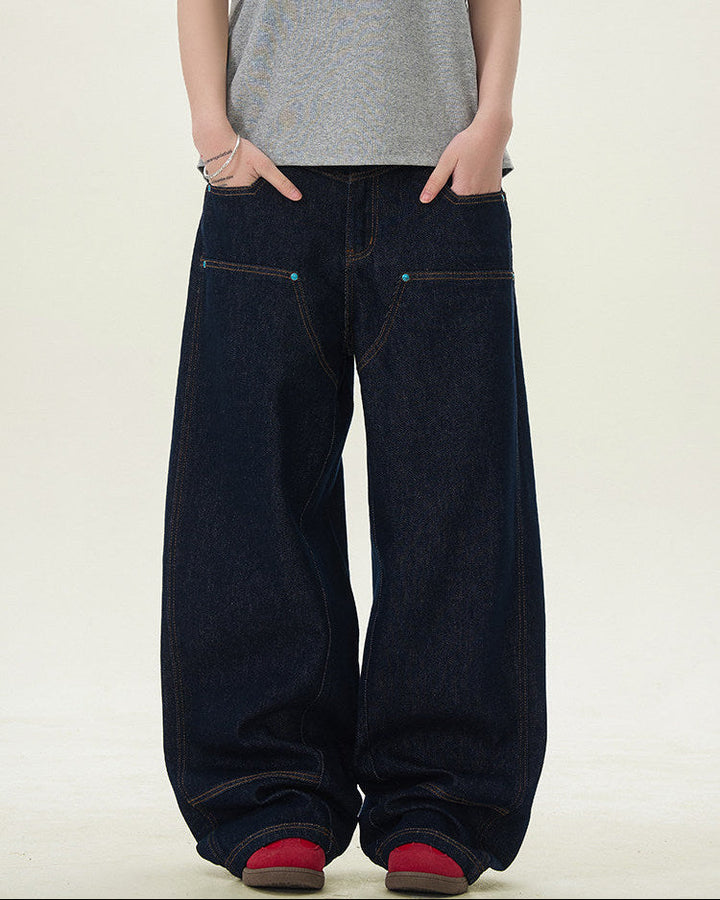 Men's Wide-Leg Raw Denim Jeans