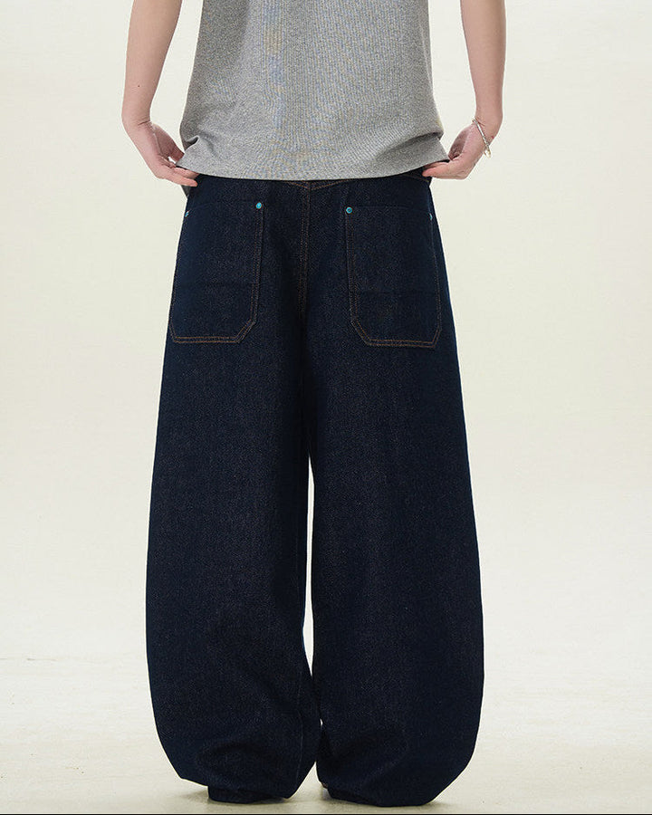 Men's Wide-Leg Raw Denim Jeans