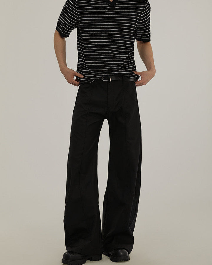 Men's Wide-Leg Wool Blend Tailored Trousers
