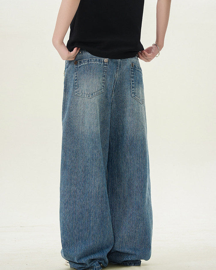 Men's Vintage Wide-Leg Straight Denim Jeans