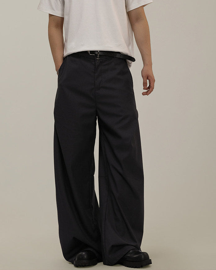 Men's Wide-Leg Draped Tailored Trousers