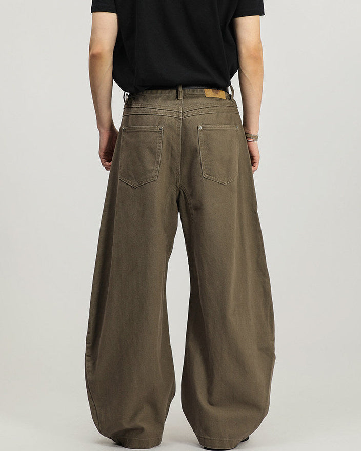 Wide-Legged Cotton Cargo Trousers