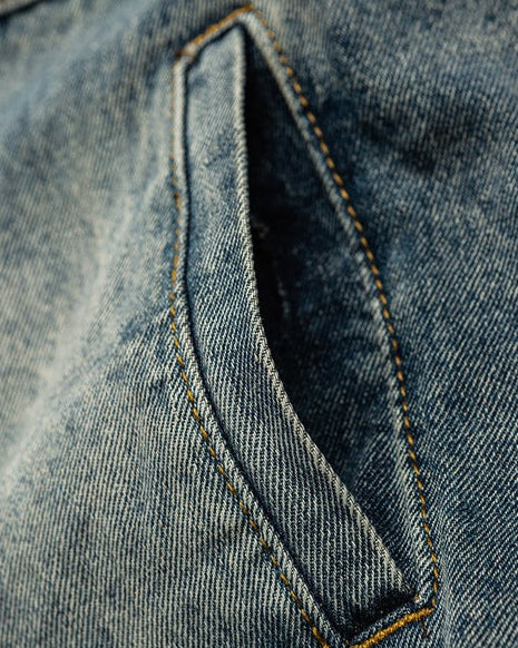 Men's Whitewashed Heritage Denim Cargo Jacket