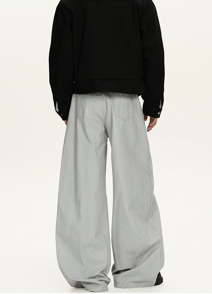 Men's Wide-Leg Washed Cotton Jeans