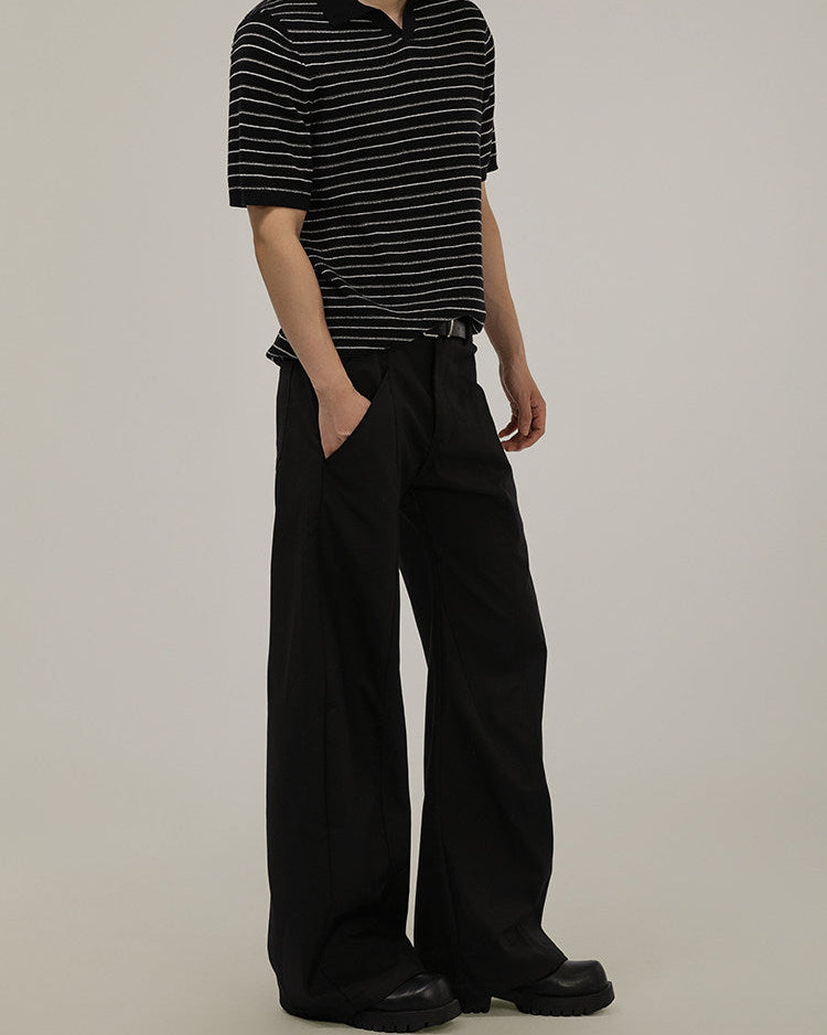Men's Wide-Leg Wool Blend Tailored Trousers