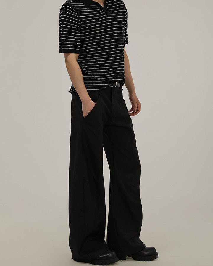 Men's Wide-Leg Wool Blend Tailored Trousers