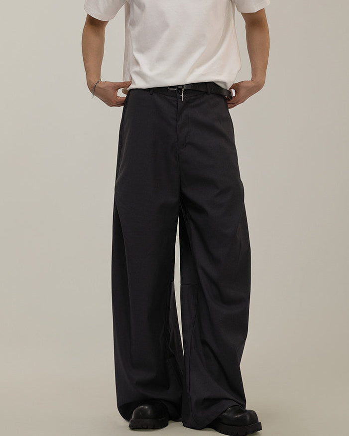 Men's Wide-Leg Draped Tailored Trousers