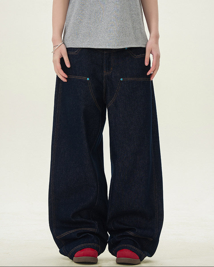 Men's Wide-Leg Raw Denim Jeans
