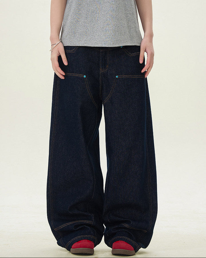 Men's Wide-Leg Raw Denim Jeans