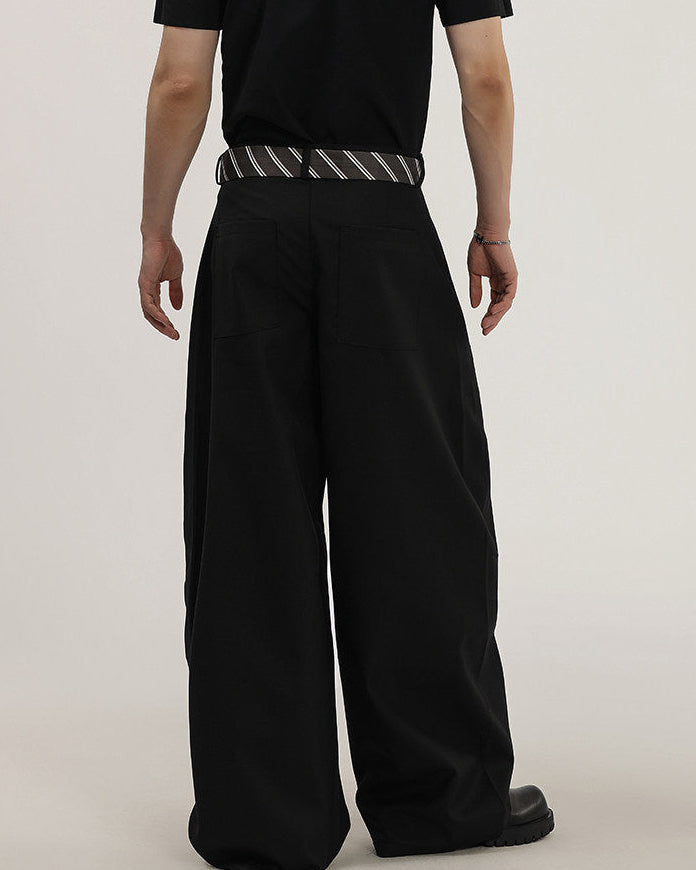 Men's Wide-Leg Trousers With Woven Tie Waist