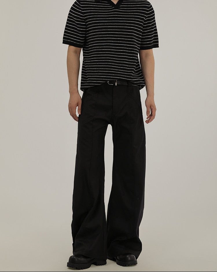 Men's Wide-Leg Wool Blend Tailored Trousers