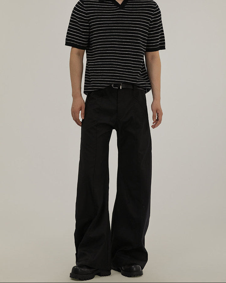 Men's Wide-Leg Wool Blend Tailored Trousers