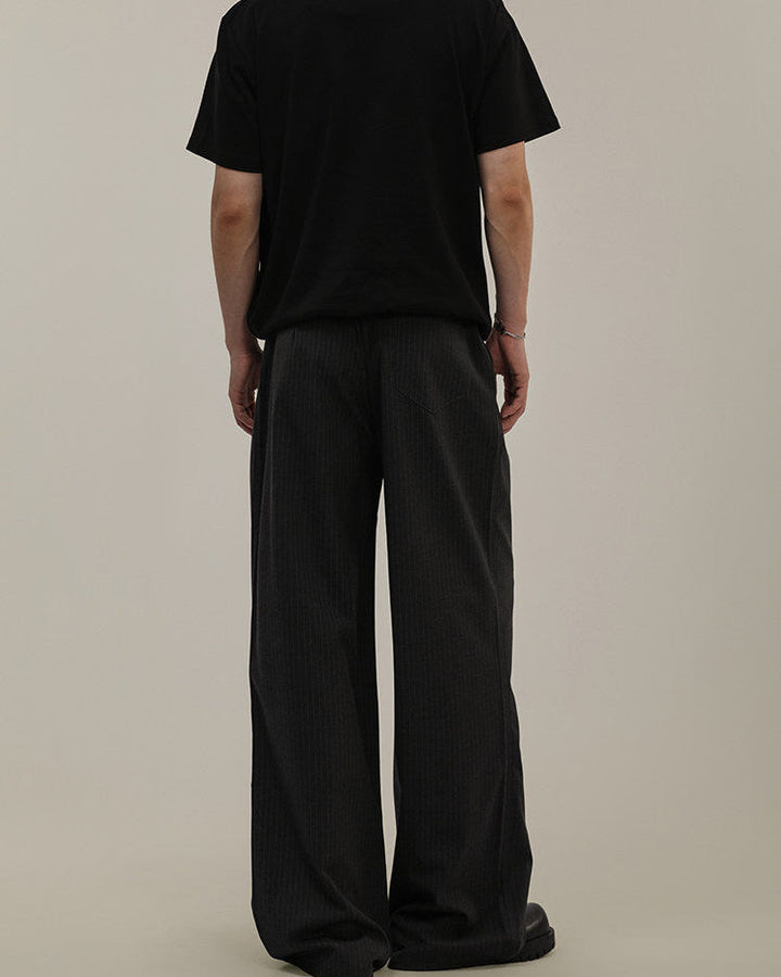 Men's Wide-Leg Pinstripe Wool Blend Trousers