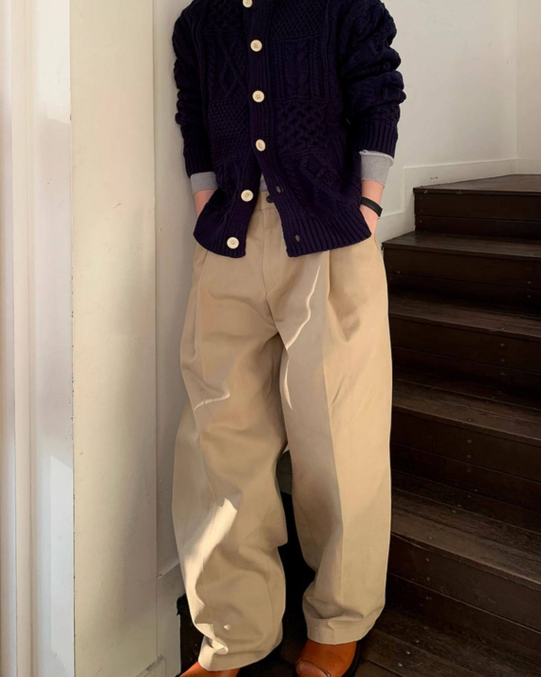 Men's Wide-Leg High-Rise Pleated Trousers