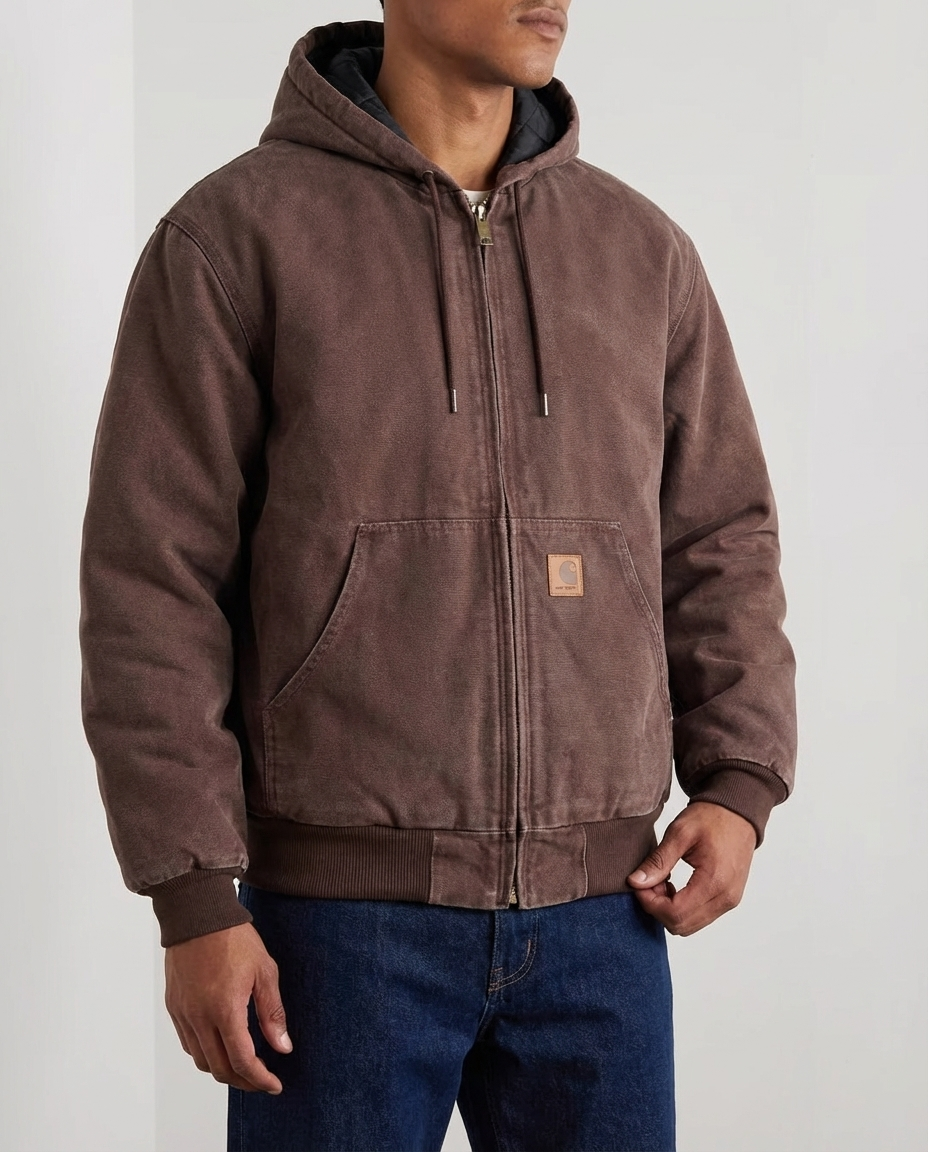 Men's Washed Full Zip Hooded Cardigan