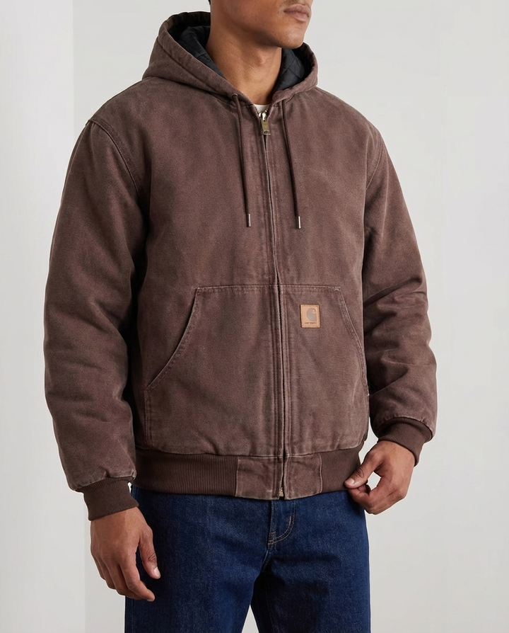 Men's Washed Full Zip Hooded Cardigan