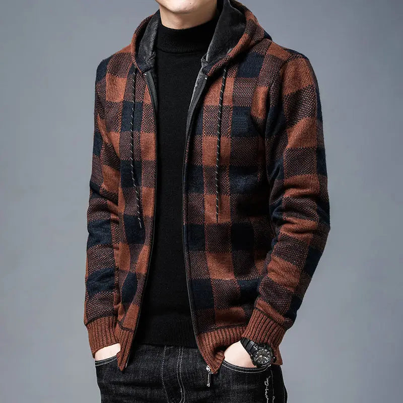 Felpa con cappuccio con zip in flanella Heritage