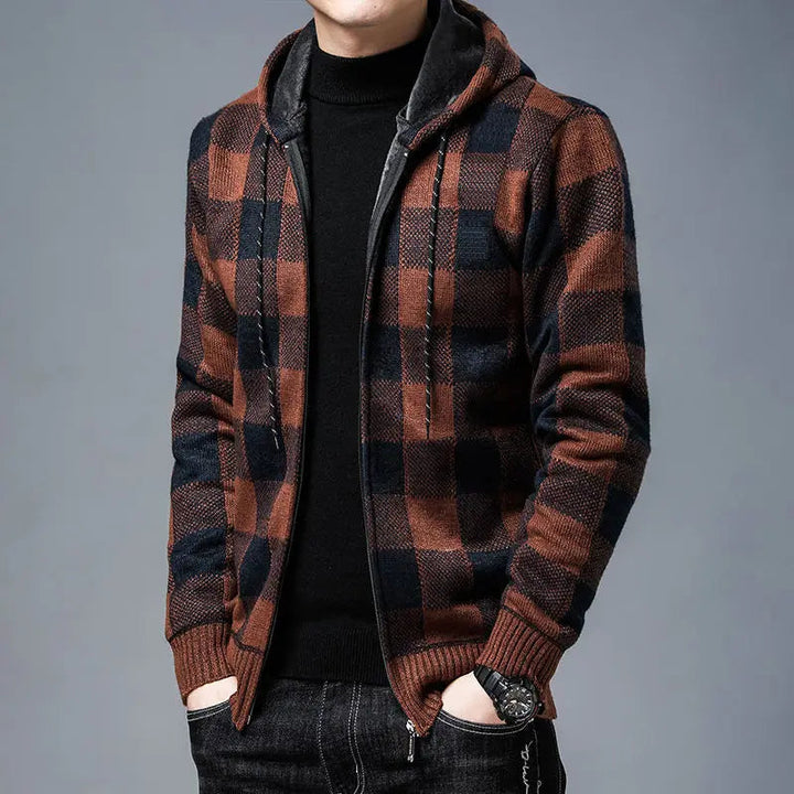 Felpa con cappuccio con zip in flanella Heritage