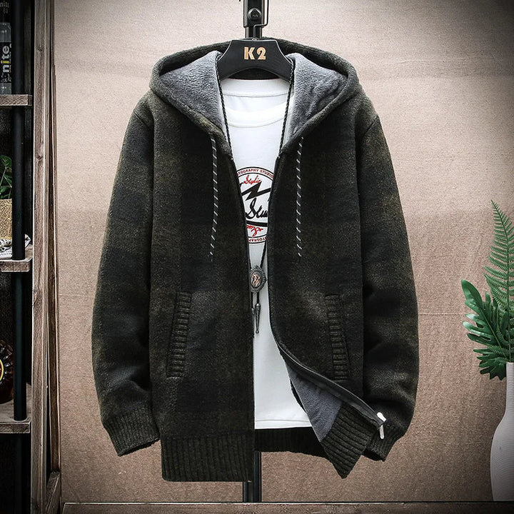 Felpa con cappuccio con zip in flanella Heritage
