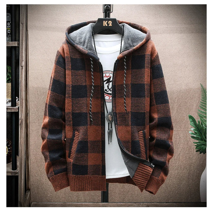 Felpa con cappuccio con zip in flanella Heritage