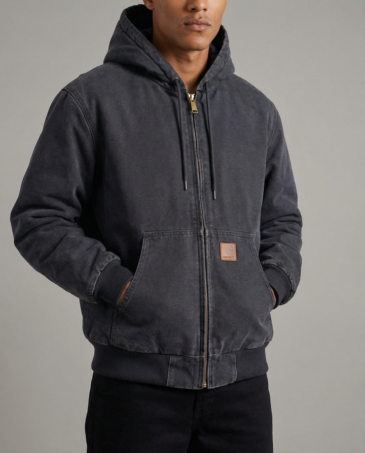 Men's Washed Full Zip Hooded Cardigan